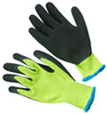 300BLP. Black latex coated,fluorescent yellow string knit shell. S-XL. PRICE PER DOZEN.